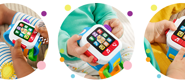 Fisher Price pretend smartwatch toy with lights, music, and interactive play for toddlers