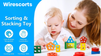 Multifunctional educational toy with shape sorter and blocks for 1 year old boy