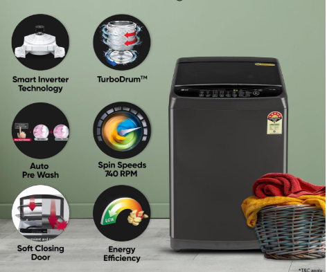 LG 9kg fully automatic washing machine with smart inverter motor