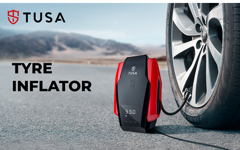 TUSA car tyre air pump with LED light, auto shut off and quick inflation
