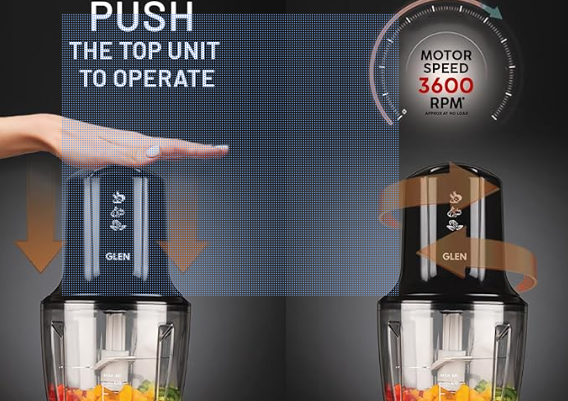 Premium electric chopper with stainless steel blades for kitchen use